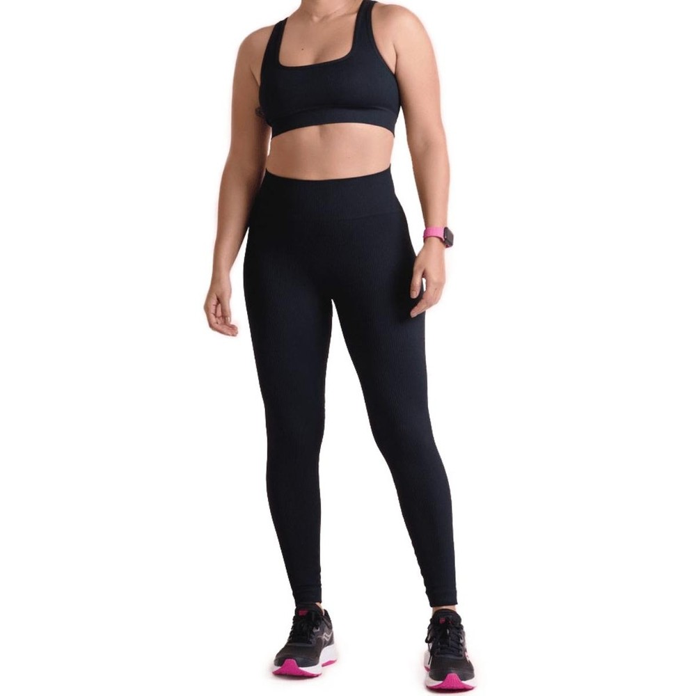 Calça Legging Lupo Sem Costura Canelada Feminina - Preto em Oferta na Shopee