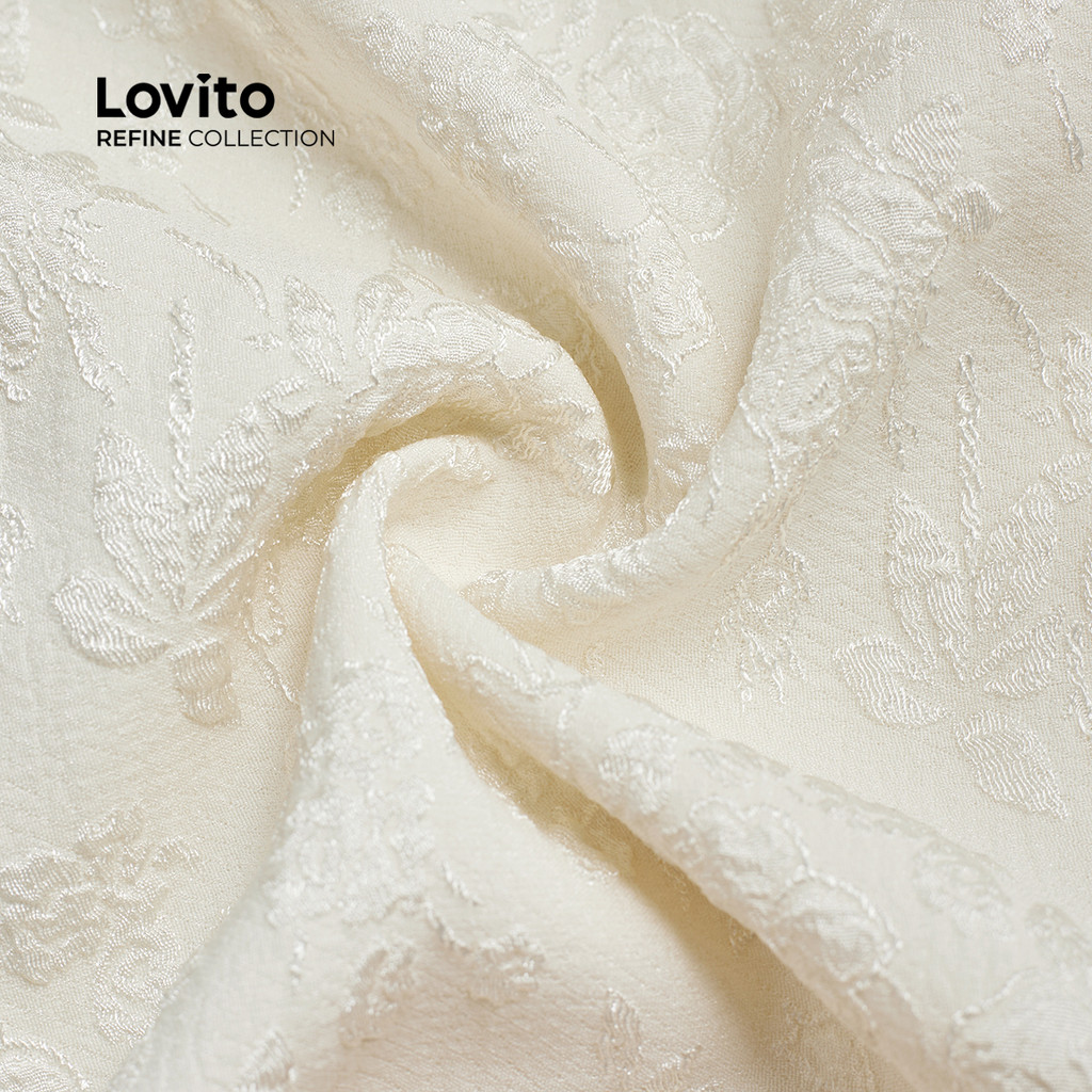 (Trendy) (Lovito Refine) Vestido elegante Floral Jacquard com estrutura para mulheres LR4LD026 - Women Clothes