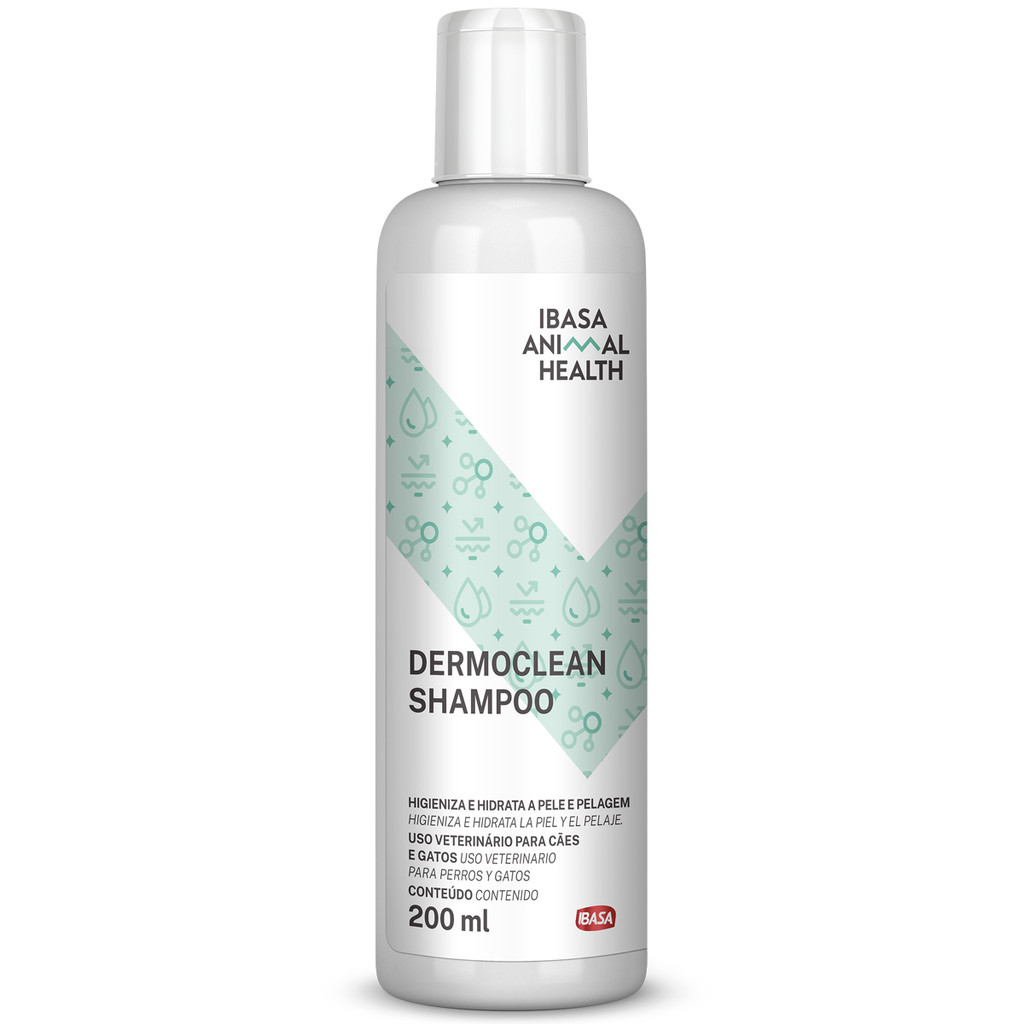 Shampoo Dermoclean Ibasa 200ml para Cães e Gatos – Para Limpeza e Brilho da Pelagem com Aroma Leve