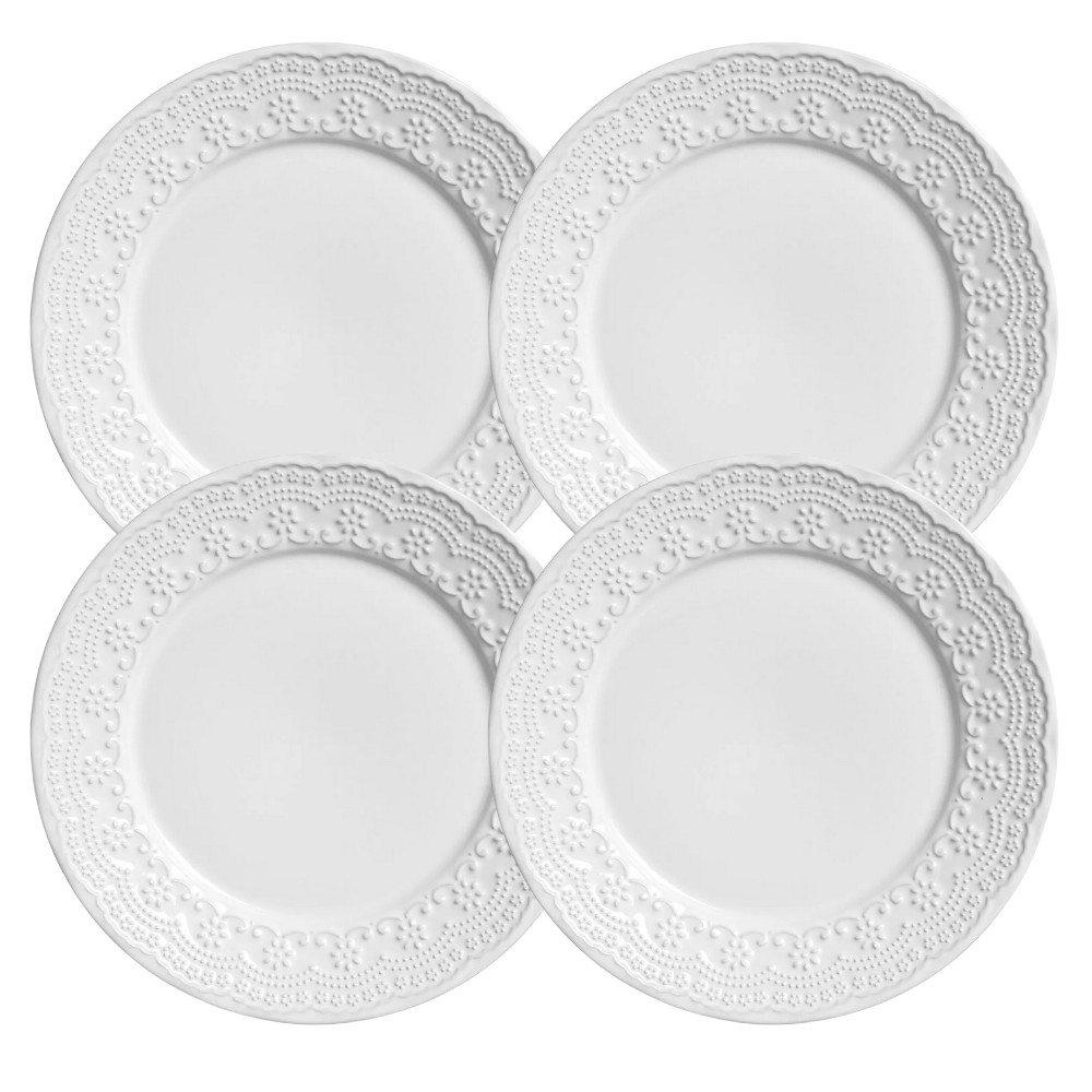 Jogo De Pratos Fundo Madeleine 22cm Kit 4 Peças Sopa Branco Cerâmica Porto Brasil em Oferta na Shopee