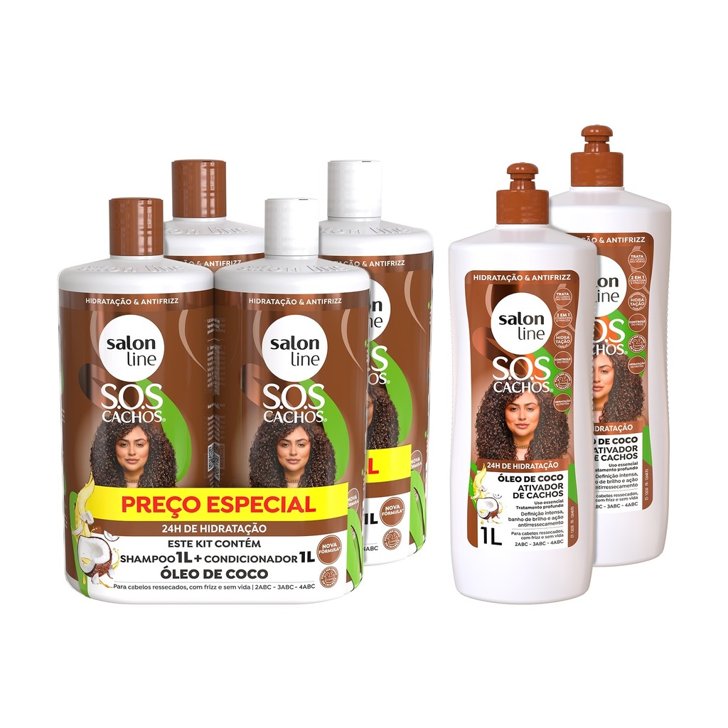 Kit Duplinha SOS Cachos Coco com Ativador de Litrão Salon Line