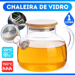 Chaleira De Vidro C/ Infusor Inox 1000 Ml Resistente Ao Fogo Tampa Hermética - PREÇO BAIXO