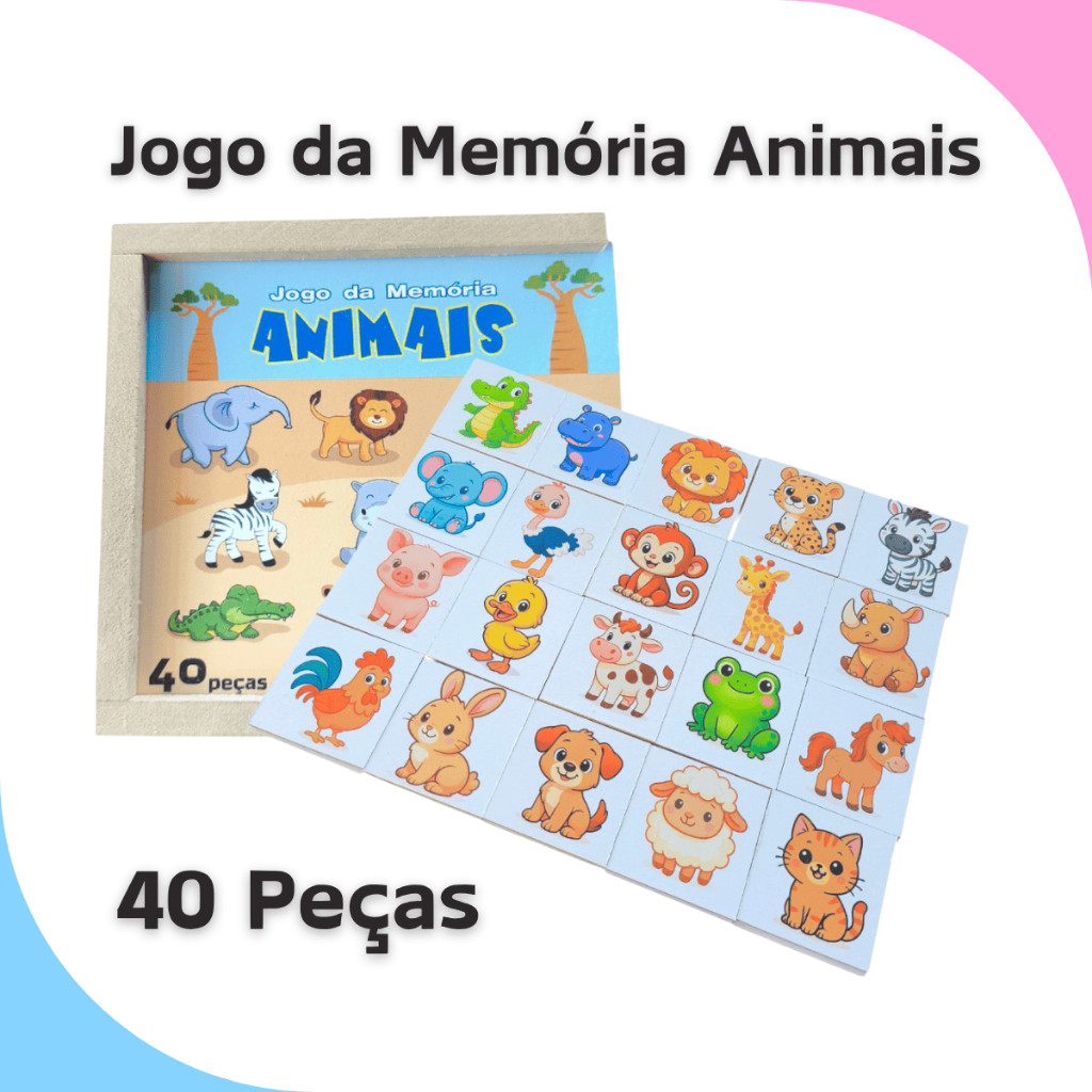 Jogo Memória Educativo Animais Fazenda Safari Brinquedos De Menina Menino Alfabetização Pedagógico em Oferta na Shopee