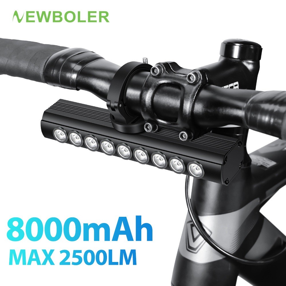 NEWBOLER 8000mAh Farol De Bicicleta USB Recarregável Luz Dianteira À Prova Dwaterproof Água Flash Frontal Escudo Alumíni em Oferta na Shopee