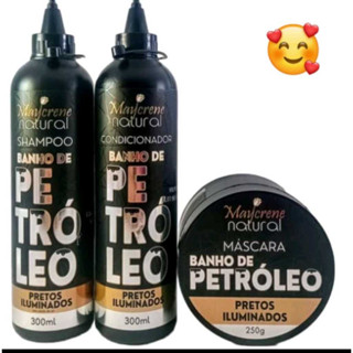 kit Capilar Banho de petróleo Preto iluminado Maycrene - Shampoo + Condicionador + Máscara capilar em Oferta na Shopee