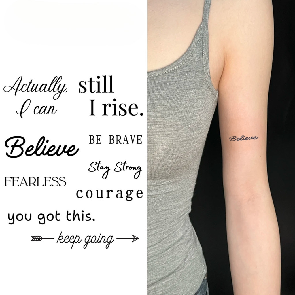 Tatuagens Temporárias em Inglês de Frases Curtas, Impermeáveis, Realistas e Duradouras por 15 Dias, Nova Tecnologia de A