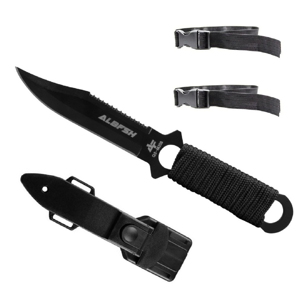 Faca Tatica Militar Esportiva Caça Mergulho Pesca Com Bainha