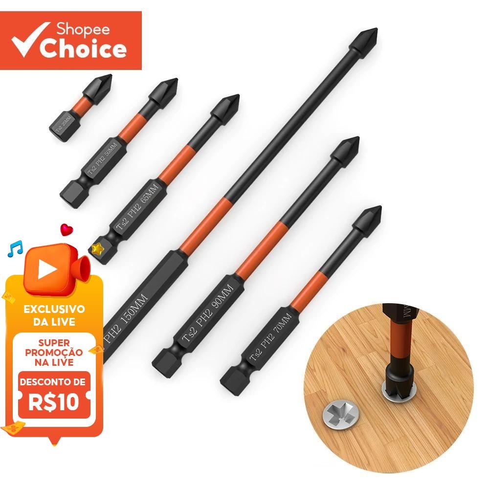 Conjunto De Chave De Fenda PH2 , 6 Peças , Cabeça De Lote Magnético , Impacto , Cruz Forte...