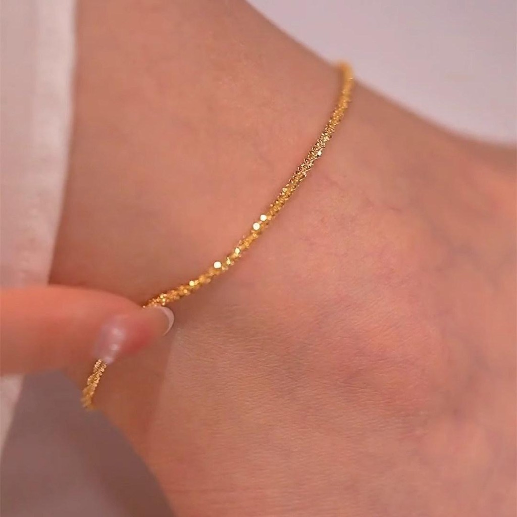 Tornozeleira Brilhante De Aço Titânio Simples Verão Não Desbotada Moda em Oferta na Shopee