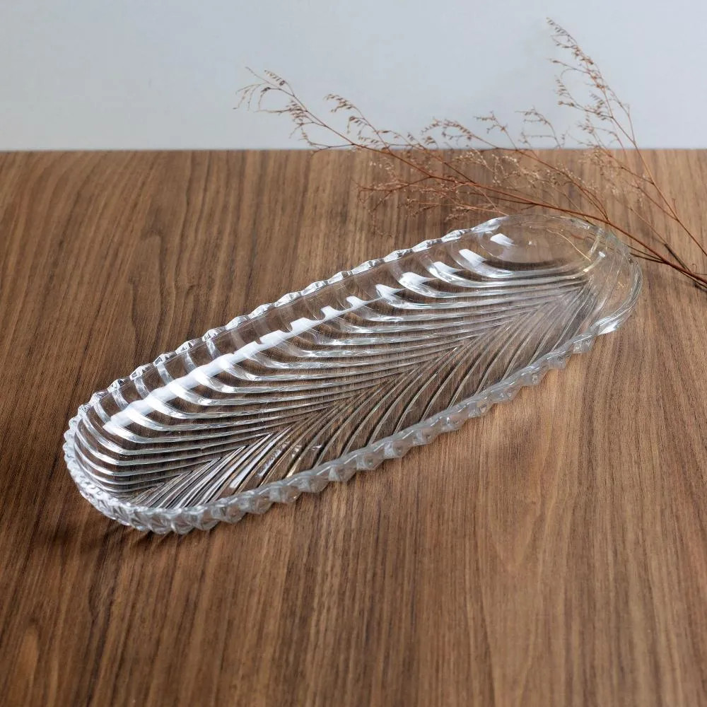 Prato para Pão Baguete e Catarina Resistente em Vidro e Ondas Caneladas Perfeito para Mesa Posta