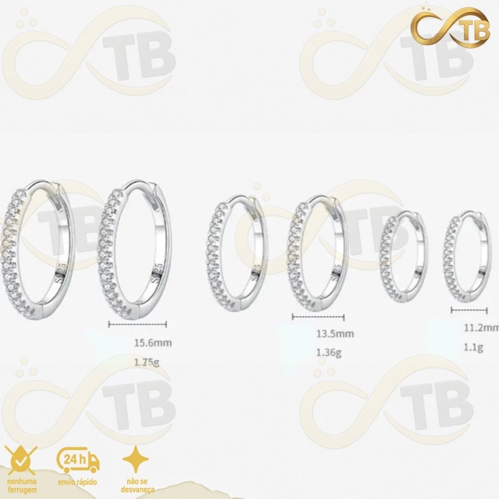 TB Moda Kit 3 pares feminina Brinco Trio Argola BANHADA PRATA 925 A OURO 18K com Zircônia Cravejada em Oferta na Shopee