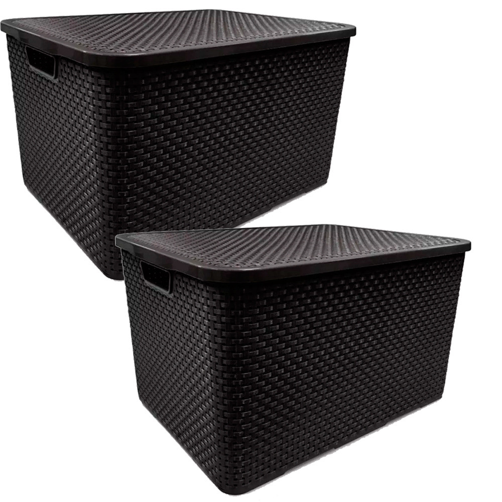 Kit 2 Caixa organizadora rattan com tampa 7 litros 25588 Arqplast - Home & Living