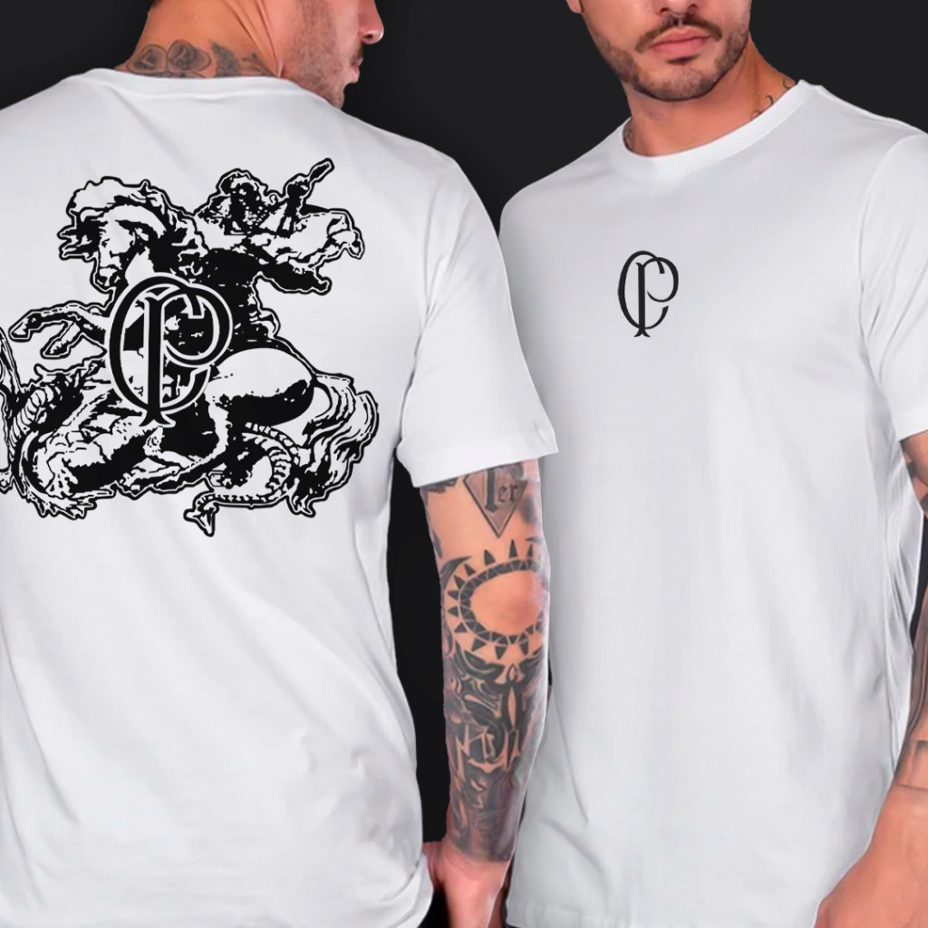 Camisa Camiseta Corinthians São Jorge lançamento 2024 Masculina Hugo Souza Adulta Infantil