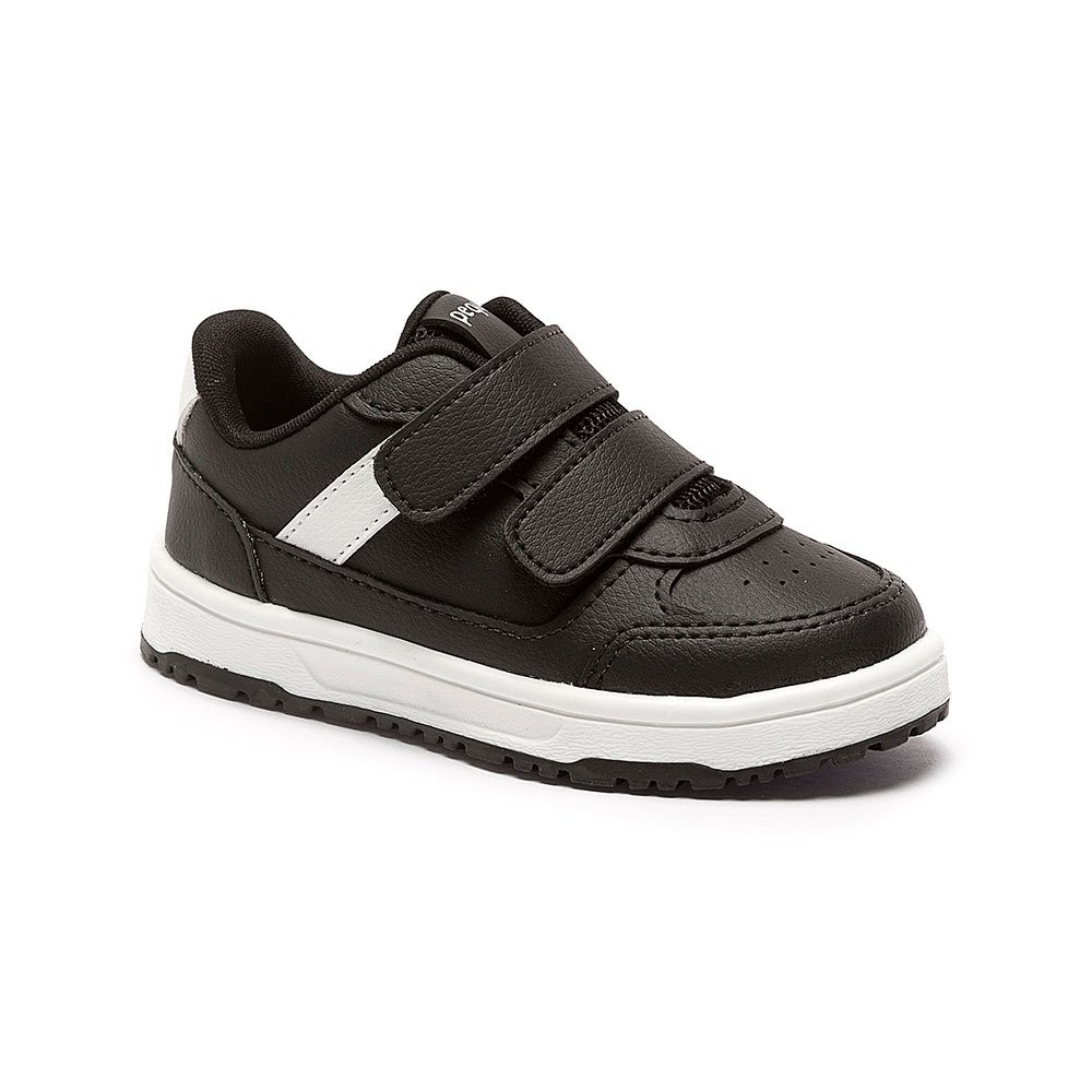Tênis Infantil Menino Preto Fecho Duplo Calce Fácil Confortável Leve Casual Escolar 23302 Pequito