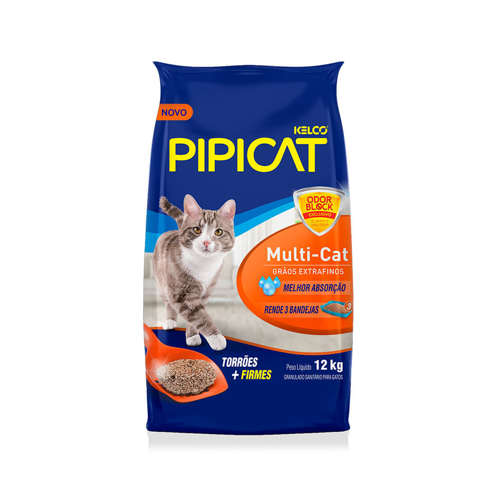 Areia Higiênica Pipicat Multi - Cat para Gato 12Kg - Pets