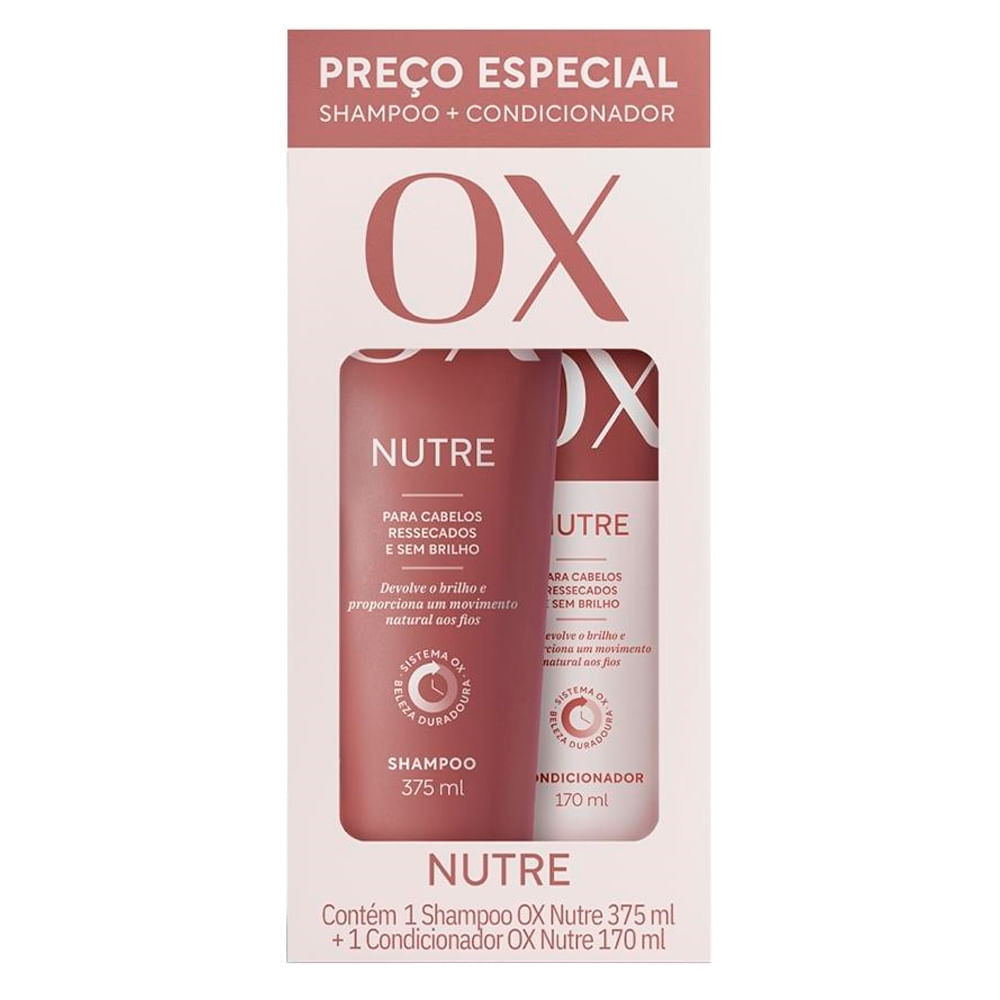 Kit Shampoo 375ml+Condicionador 170ml OX Nutrição Intensa - Beauty
