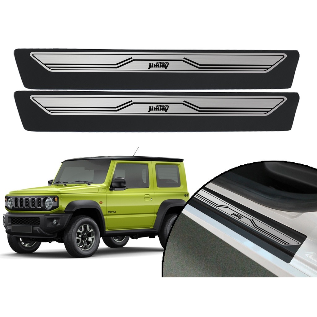 Jogo De Soleira Porta Adesiva Modelo Aço Escovado Suzuki Jimny Sierra 2019 2020 2021 2022