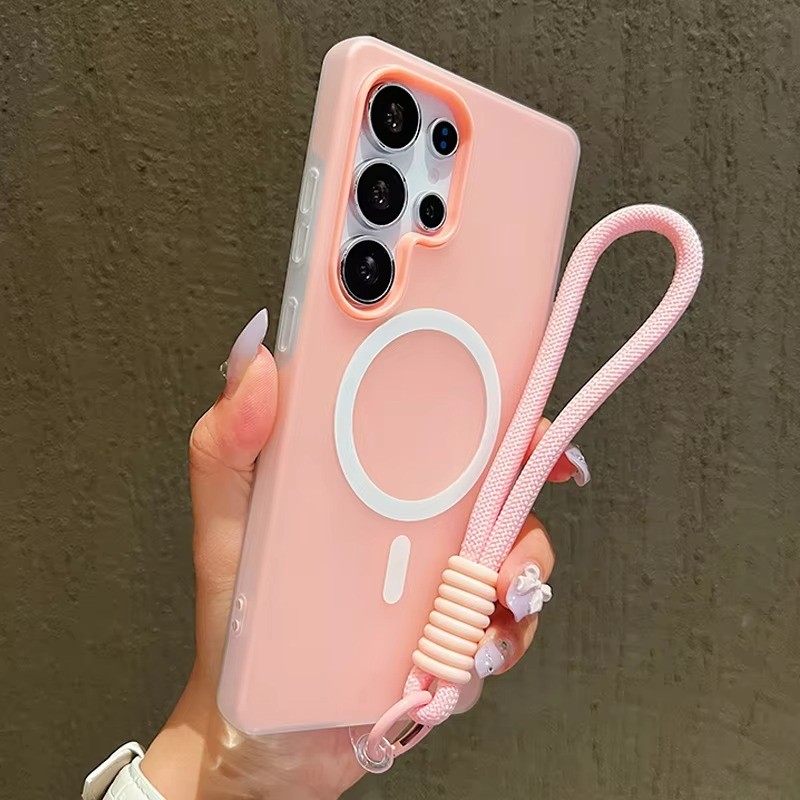 Doce Cor Fosca Para Capa De Telefone Magnética Samsung S24 FE S25 Edge S22 S23 Plus S25 Ultra Com Cordão Macia em Oferta na Shopee