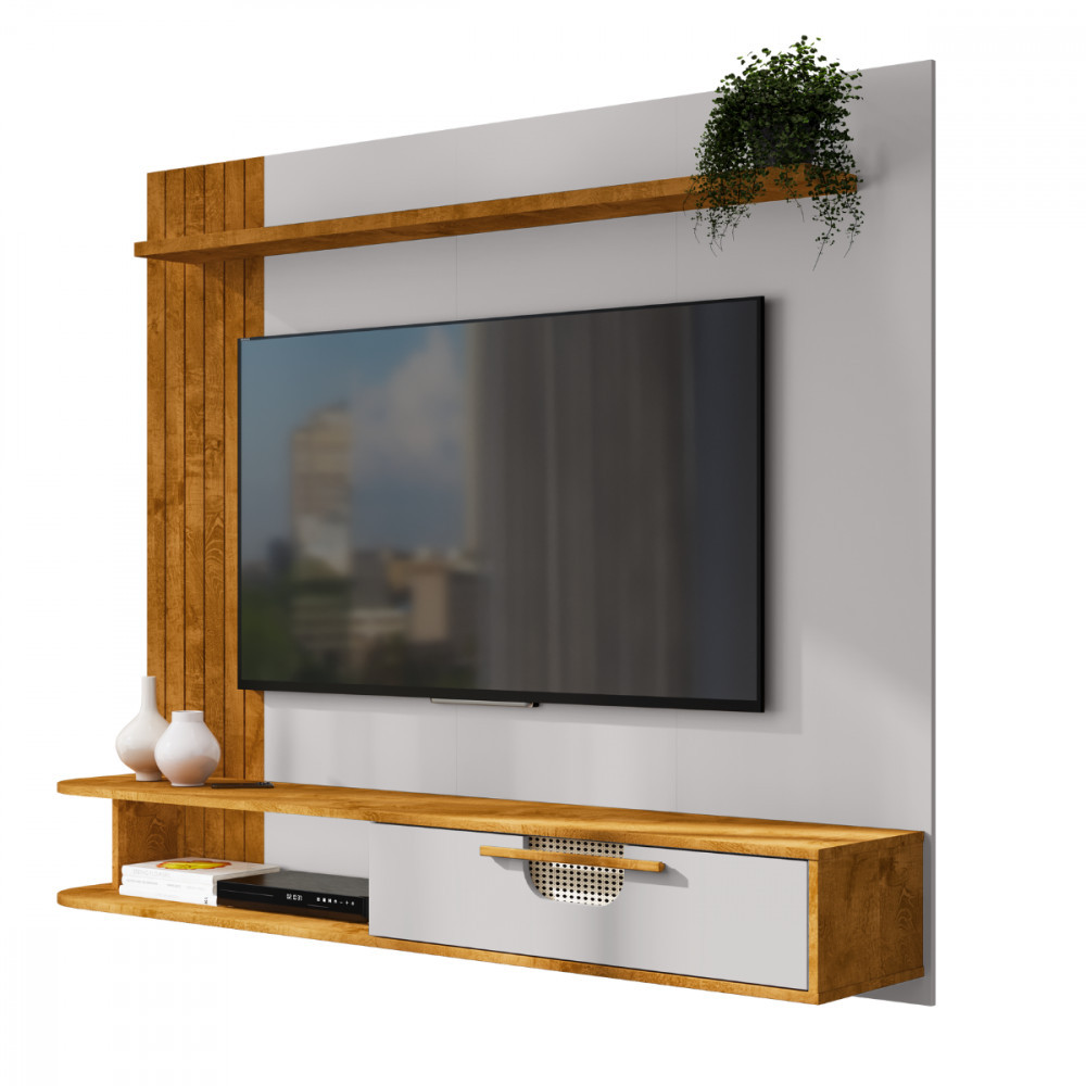 Painel Jeri para TV até 65 Polegadas Naturalle com Off White Bechara em Oferta na Shopee