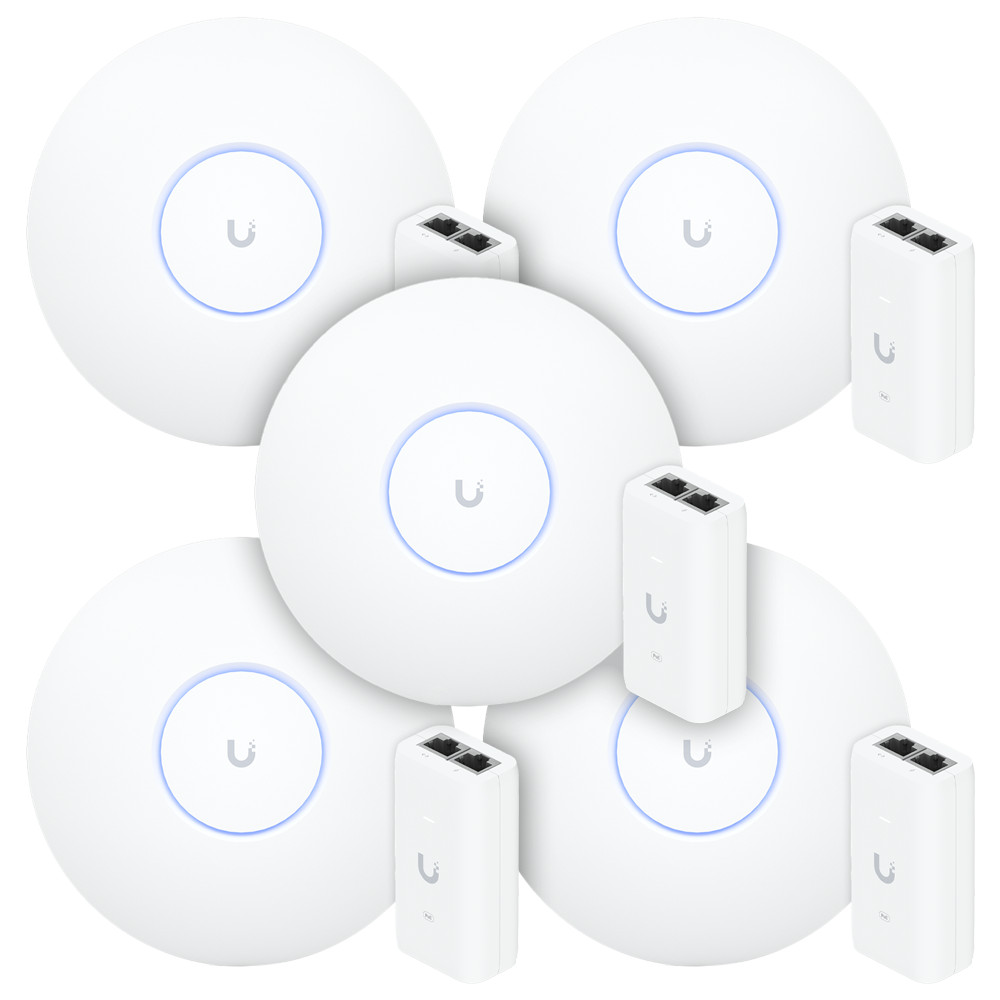 5 U6 Pro Ubiquiti Com 5 Fontes 48V 15W | 5 Roteadores WiFi 6 Access Point 5.3 Gb