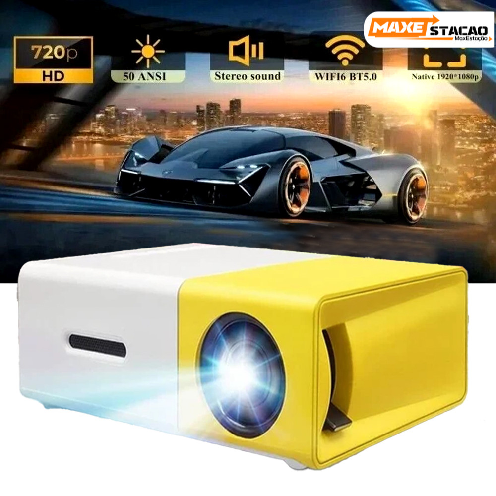 Projetor LED Portátil YG300: Full HD 1080P + 600 Lumens, Entrada HDMI Padrão, Envio Sem Espera