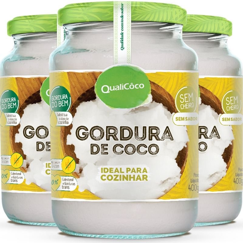 Kit 3 Gordura de Coco Pote 400g Qualicôco