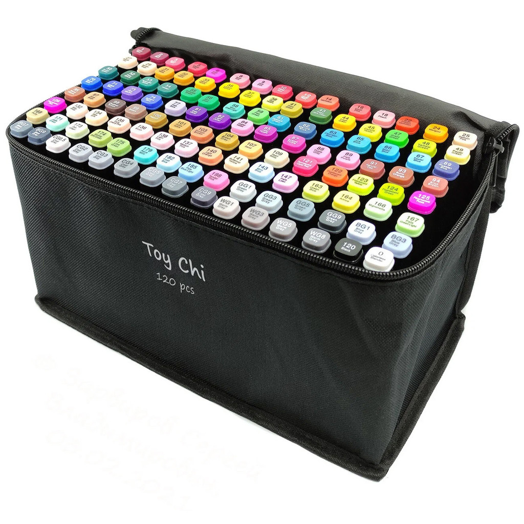 Kit 120 Conjunto De Canetas Marcador Permanente Ponta Dupla Escolar  Cores Pincel Colorido Desenho