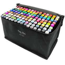 Kit 120 Conjunto De Canetas Marcador Permanente Ponta Dupla Escolar Cores Pincel Colorido Desenho
