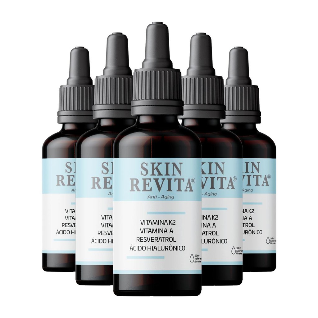 KIT 5 Suplemento Skin Revita Vitamina K2 Rejuvenescedor 30ml