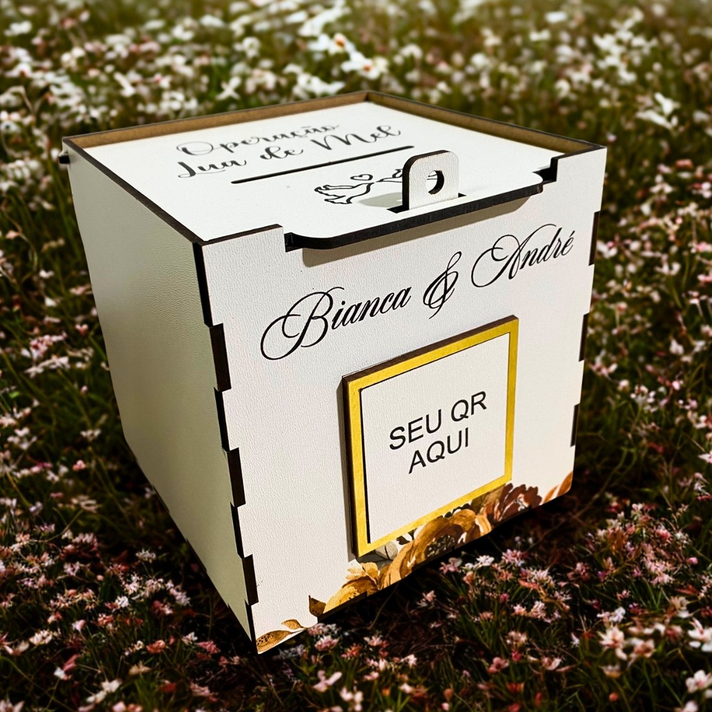 Caixa Cofre Operação lua de Mel MDF | Personalizada Iniciais | PIX Integrado