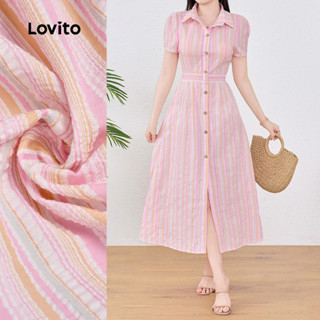 Lovito Vestido Casual de Botão para Spring/summer para mulheres L143EDD534 em Oferta na Shopee