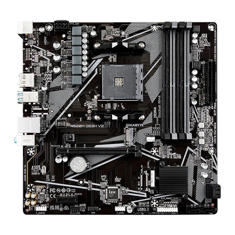 Placa Mae Gigabyte A520M DS3H V2, DDR4, Socket AMD AM4, M-ATX, Chipset AMD A520, A520M-DS3H-V2