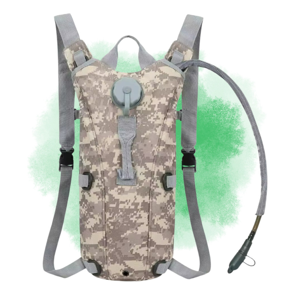 Mochila Hidratação Tática Camuflado Cinza Com Refil D'água 3L Bicicleta Bike Ciclismo Corrida Trilha Térmica Tumblr