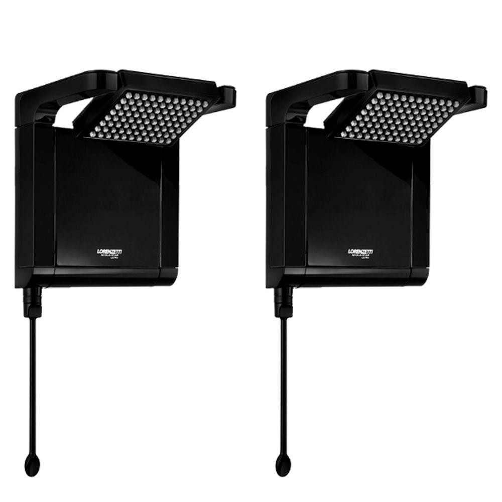 Kit 2 Duchas Acqua Star Ultra Preta 7800W 220V Lorenzetti em Oferta na Shopee