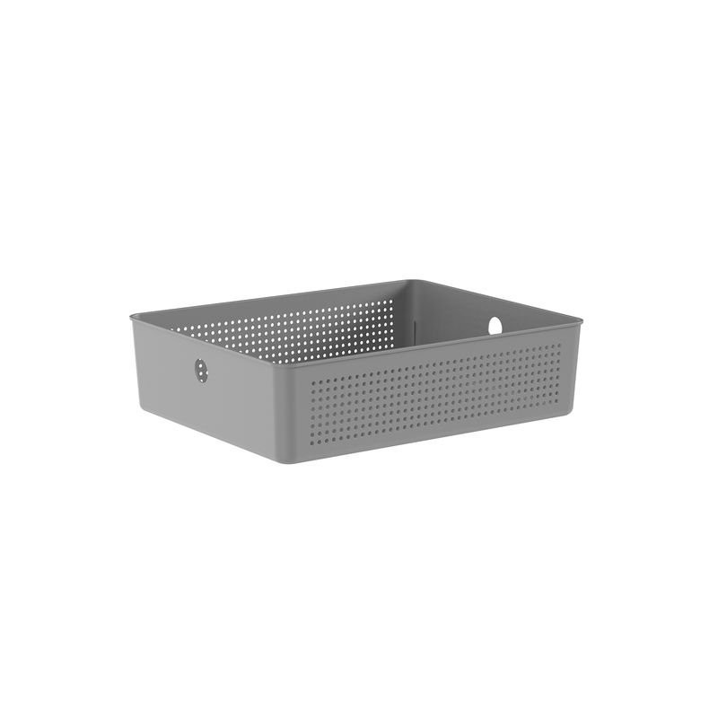 Cesto organizador retangular Martiplast OU Flow 34x27cm para armários e prateleiras chumbo