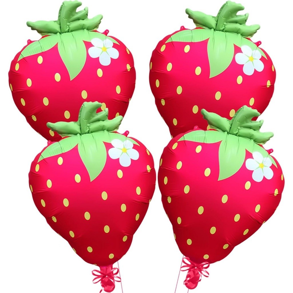 10 Balão Morango Metalizado 50cm Festa Decoração Fruta