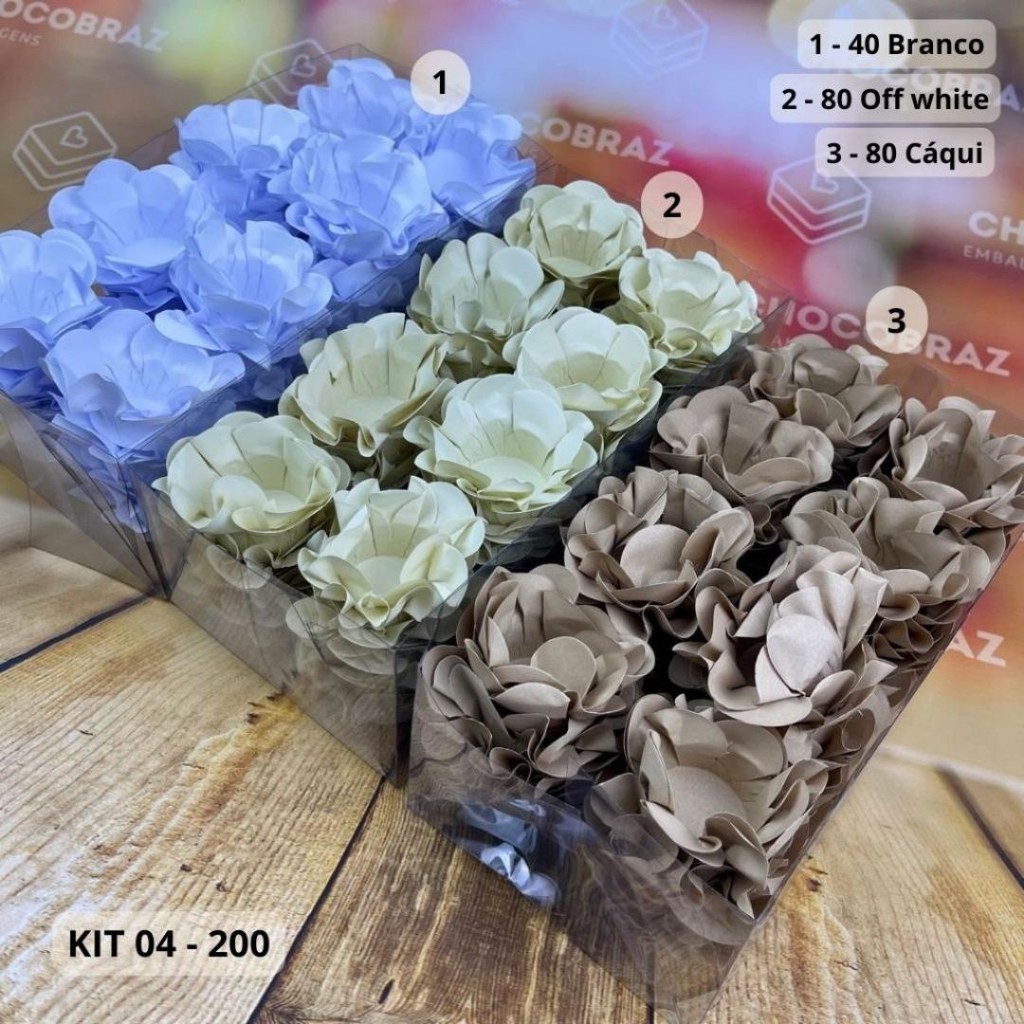 KIT 200 Forminhas De Doces Festa 80 OFF WHITW + 80 CAQUI CAQUI + 40 BRANCA - Home & Living