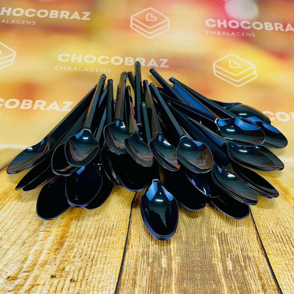 50~250 COLHER SOBREMESA  PRETO BELLO FESTAS em Oferta na Shopee
