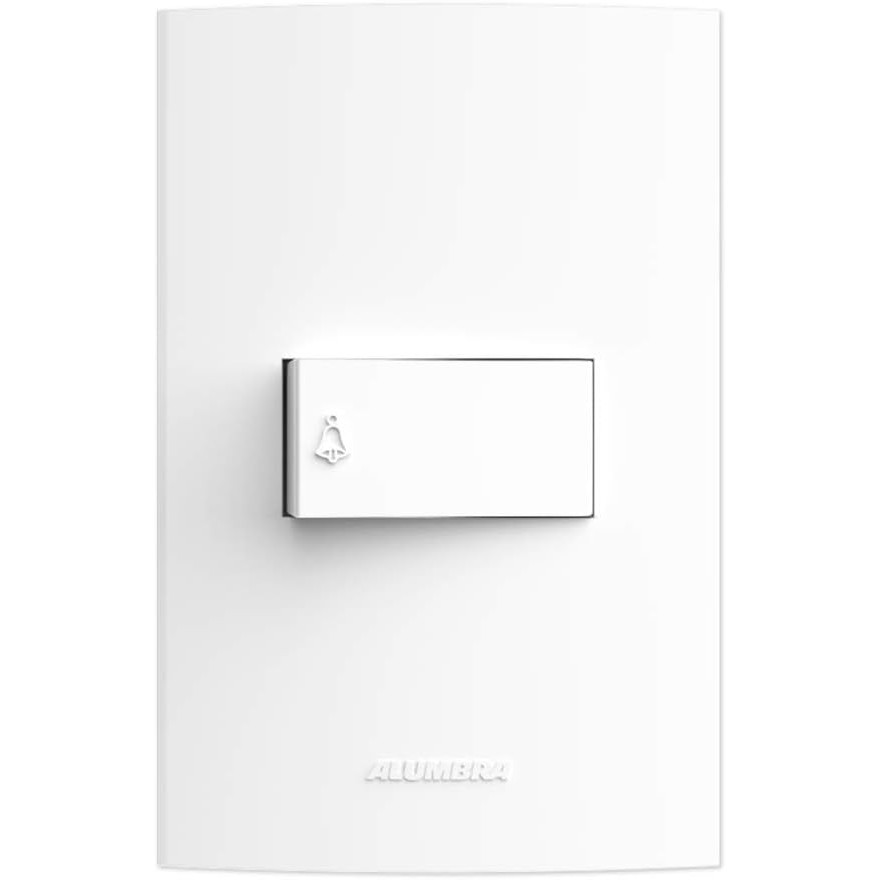 Conjunto Pulsador Campainha com Placa 4X2, Alumbra, Inova Pro 85046, Branco