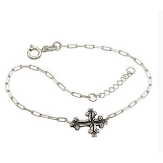 Pulseira elo quadrado cruz bali - prata 925 em Oferta na Shopee
