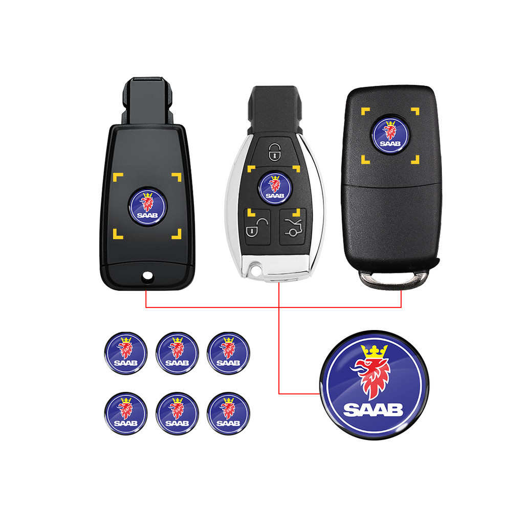 2/5 Pçs 14mm Carro Remoto Chave Emblema Logotipo Adesivo Decalques Multifuncionais Estilo Para SAAB SCANIA 9000 900 428 