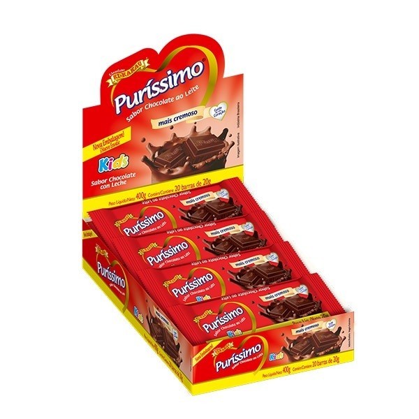 Chocolate Barra Purissimo 400g Ao Leite 20 Unidades 20g Ki Kakau
