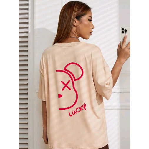 Camiseta Oversized Streetwear Urso Lucky em Oferta na Shopee