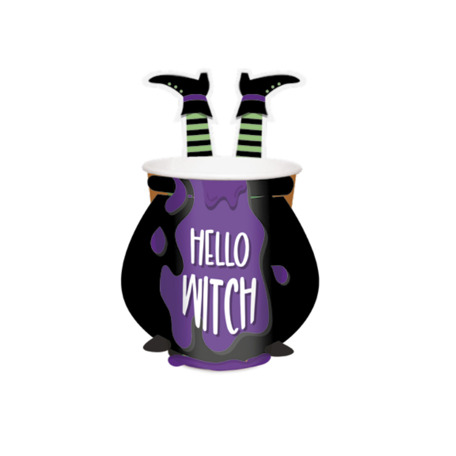 Copo de Papel com Cinta Halloween - Caldeirão - 240ml - 8 unidades - Cromus