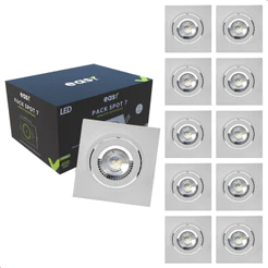 Kit 10 Spot Led 7W 6500K IP20 Embutir Quadrado Bivolt - Easy