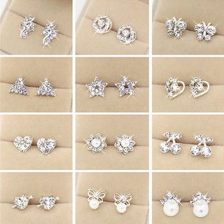 925 Prata pequenos brincos Moda hipster strass stud New pearl stud brincos