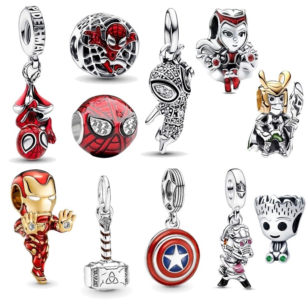 Pan Homem-Aranha Prata 925 Marvel Universe Berloque Pingente Charme Charme Charme Contas de Charme DIY