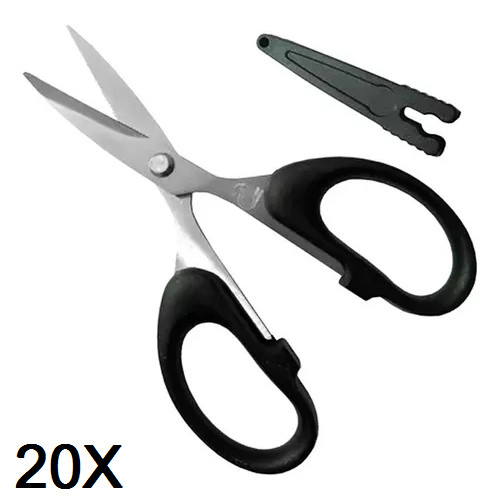 Kit 20 Tesoura Serrilhada Em Inox 12cm Corta Multifilamento