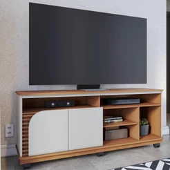 Rack para Sala Bancada de TV 65 Pol 150cm Madrid C05 Freijó/Off White Matte - Mpozenato