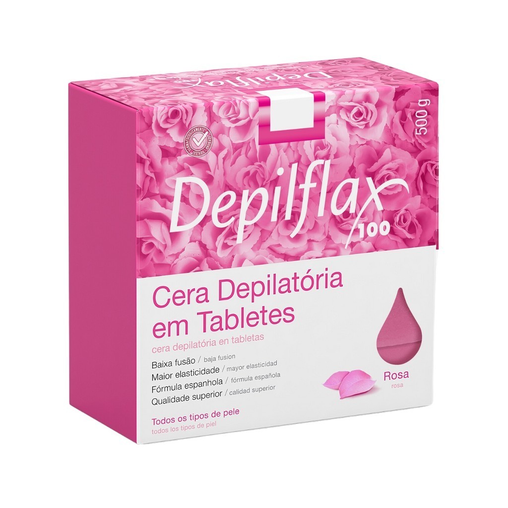 Cera Quente Depilatória Rosa Barra Hidrata Depilflax 500g em Oferta na Shopee